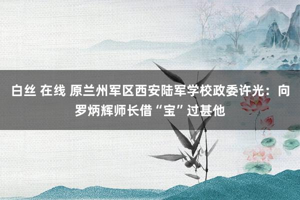 白丝 在线 原兰州军区西安陆军学校政委许光：向罗炳辉师长借“宝”过甚他