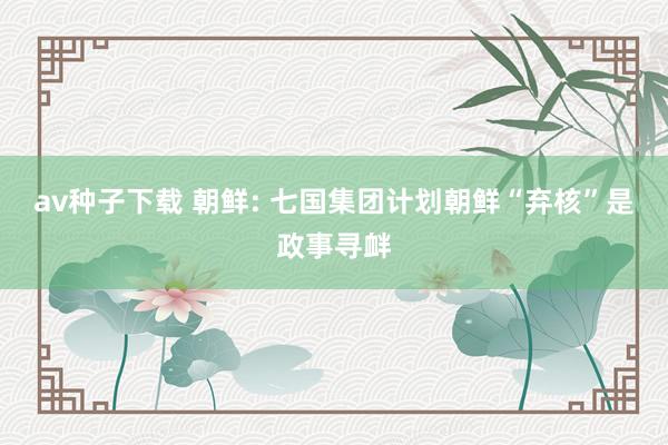 av种子下载 朝鲜: 七国集团计划朝鲜“弃核”是政事寻衅